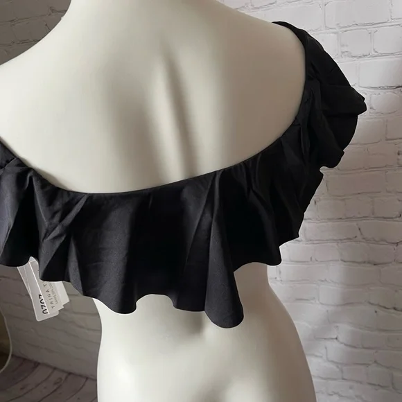 TRINA TURK BIKINI SET - OFF THE SHOULDER RUFFLE BANDEAU & SIDE SHIRRED H… - Picture 8 of 10